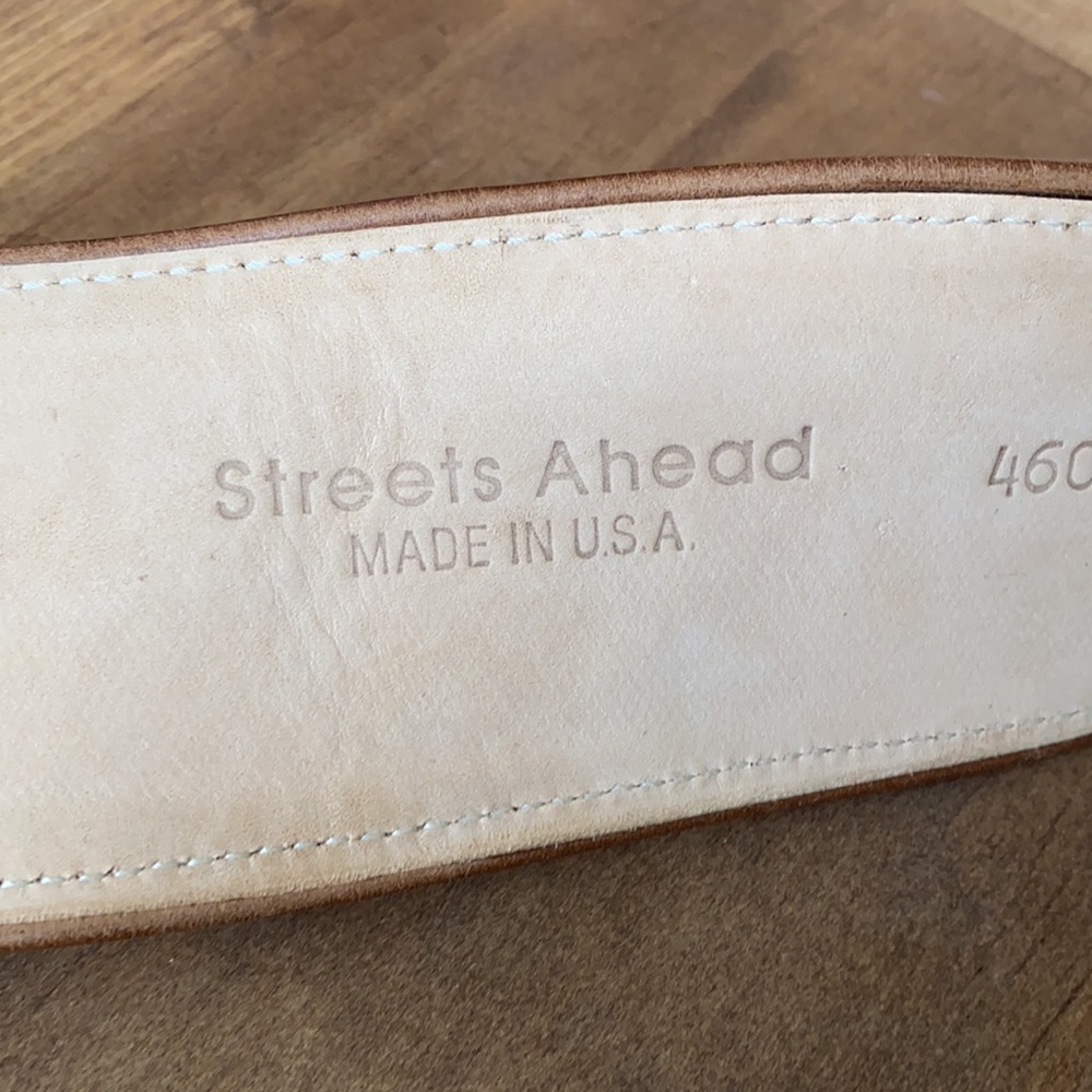 STREETS AHEAD HANDCRAFTED ITALIAN WIDE LEATHER BELT XL - Picture 8 of 11